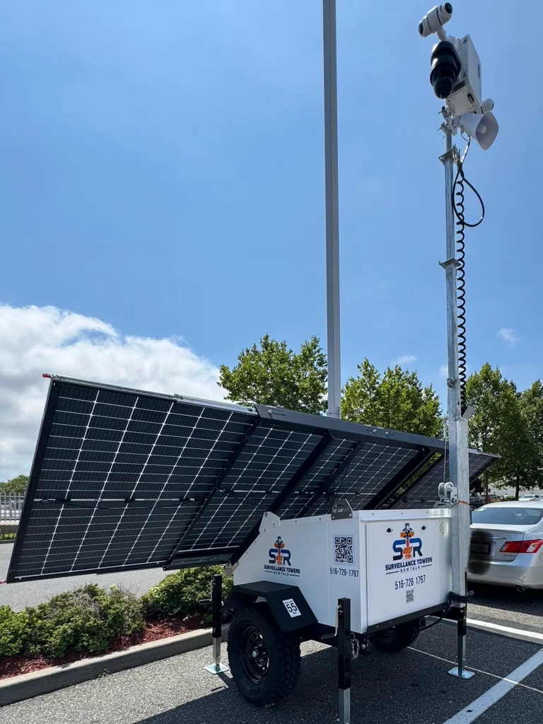 Solar panels in use on a Viewing a Mobile Surveillance Tower