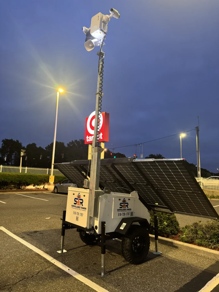 Mobile Surveillance tower un use early evening view.