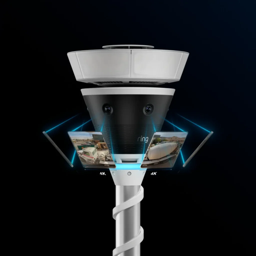 Ring Elite 360 camera with 4K lenses on the tower mast